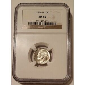 1946 D Roosevelt Dime MS65 NGC